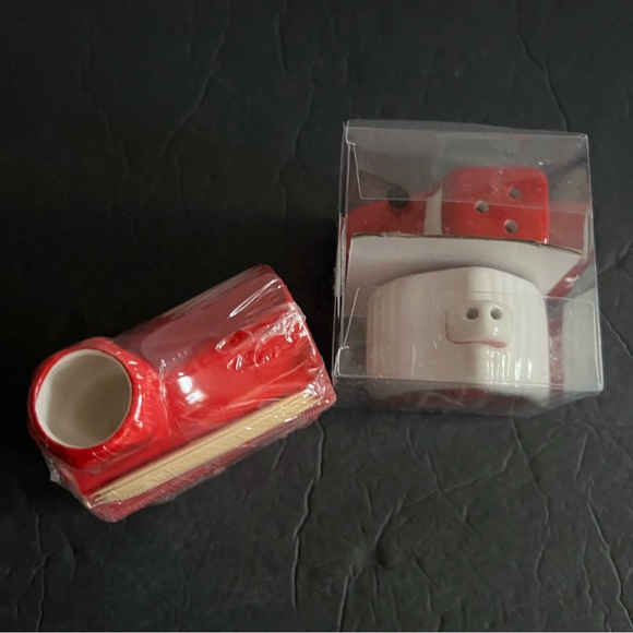 Farm House Salt & Pepper Shaker with Toothpicks Holder Red Barn & Tractor - Picture 10 of 13